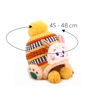 Caciula pentru copii, model calduros cu pom pom cu urechiuse hazlii, prindere sub barbie, tematica iepuras bunny poznas, 0 – 2 ani, galbena - Img 4
