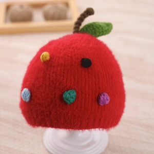 Caciula pentru copii, model fructe delicioase cu codita, tematica sweet baby, 0 – 6 luni, rosu - Img 3