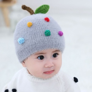 Caciula pentru copii, model fructe delicioase cu codita, tematica sweet baby, 0 – 6 luni, gri - Img 4