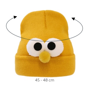 Caciula pentru copii, model minimalist accesorizat cu ochisori curiosi si nasuc nazdravan, tematica funny little baby, 0 – 1 ani, galbena - Img 4