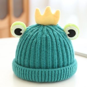 Caciula pentru copii, model moale cu ochisori de broscoi simpatic si coroana, tematica frog prince, 1 – 6 ani, verde - Img 2