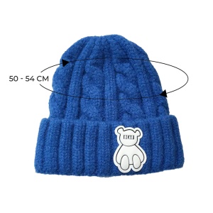 Caciula pentru copii, model moale si calduroasa, tematica happy bear world, 3 – 10 ani, albastra - Img 4