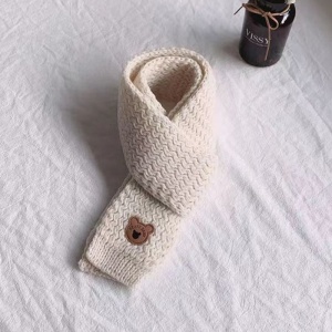 Caciula pentru copii, set doua piese, model moale si calduros cu pom pom si fular asortat, tematica I’m a baby bear, 1 – 5 ani, bej - Img 4