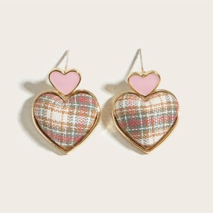 Cercei dama, model cochet summer pink heart, tematica inimi vesele, roz - Img 4