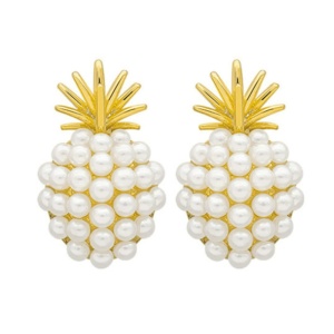 Cercei dama, model delicat cu ananas, tematica fruit fashion, aurii