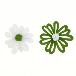 Cercei dama, model delicat cu flori de primavara, tematica beautiful flower, verde cu alb