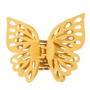 Cleste de par, prinde puternica, model voluminos fluture elegant, tematica I love butterfly, galben