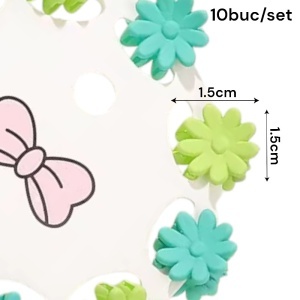 Clesti de par, set 10 bucati, model minimalist, prindere puternica, floricele delicate, M2, tematica happy life, verde - Img 3