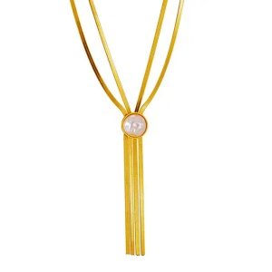 Colier dama, pandantiv minimalist in prelungire, model delicat, tematica gold rush, auriu