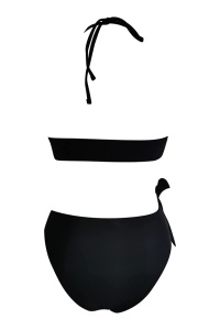 Costum de baie dama, 2 piese, abdomen la vedere, reglabil dupa gat si in talie negru - Img 2