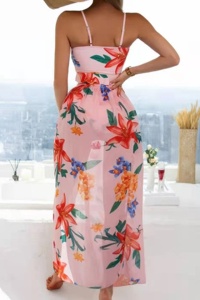 Costum de baie dama, 3 piese, model vesel cu imprimeu floral, top tip bustiera, chilot talie inalta si cover up tip fusta asortata, tematica I love flowers multicolor - Img 2