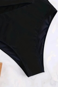 Costum de baie dama, o piesa, model cu volanas pe un umar, semitransparent la abdomen, chilot decupaj clasic croi ingust, tematica sexy and hot negru - Img 4