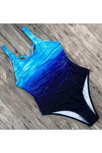 Costum de baie dama, o piesa, model summer vibe, detalii la spate albastru - Img 2