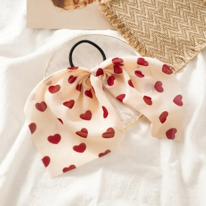 Elastic de par, accesorizat cu funda model romantic love, imprimeu cu inimioare rosu inchis - Img 2