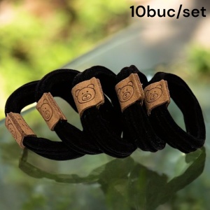 Elastic de par, set 10 bucati, model cu ursuleti, versatil si soft, tematica I love bears, negru - Img 2