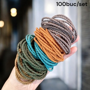 Elastic de par, set 100 bucati, model minimalist creativ, tematica lovely hairstyle, portocaliu mixt - Img 2