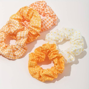 Elastic de par, set 5 bucati, model versatil, combinatii cute, imprimeu haios, tematica fashion lady, galben - Img 4