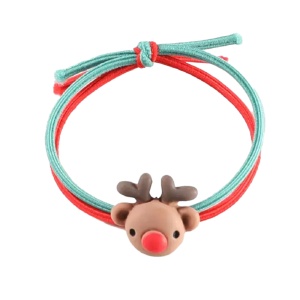 Elastic par pentru copii, model Craciun, maro, cu accesoriu ren