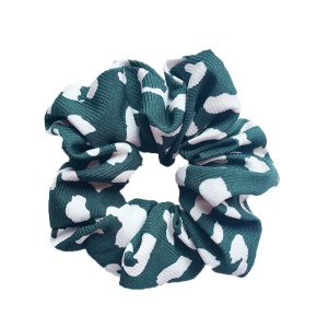 Elastic pentru par, model cu pete, verde cu imprimeu