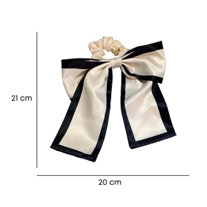 Elastic pentru par, model funda satinata, alb - Img 3