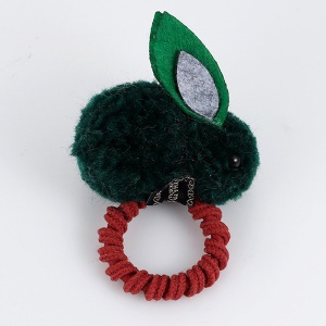 Elastic pentru par, model iepuras handmade, verde - Img 3