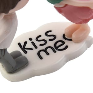 Figurine decorative, model cu fetita si baiat indragostiti accesorizat cu baloane, autoadeziv, tematica love couple, roz - Img 3