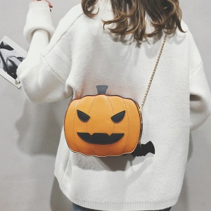 Geanta dama Halloween, bareta pentru umar, inchidere fermoar, un compartiment, piele ecologica, maro - Img 4
