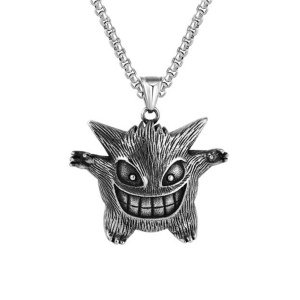 Lant come at me bro, cu pandantiv monstrulet pokemon entuziasmat, unisex, argintiu,