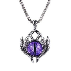 Lant cu pandantiv ochi de dragon, unisex, cristal mov,