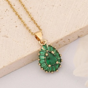 Lant dama, pandantiv cristal elegant, model delicat, tematica I love fashion, verde - Img 2