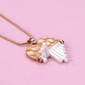 Lant dama, pandantiv inima, model piano heart, rose gold - Img 3