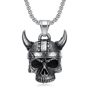 Lant luptator viking, model valhalla dead skull, unisex, argintiu,