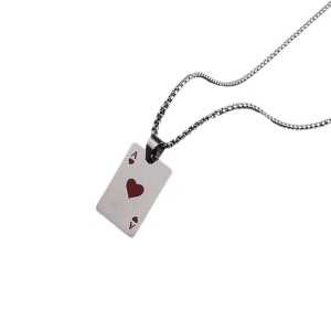 Lant, model poker lucky, pandantiv carte de joc, unisex, rosu