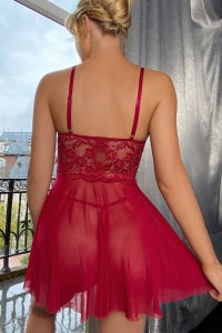 Lenjerie sexy dama, rochie decolteu funda ampla cu surprize, model guess what, rosu - Img 2