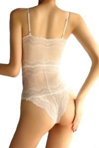 Lenjerie tip body sexy, inchidere cu snur la decolteu, alb - Img 2