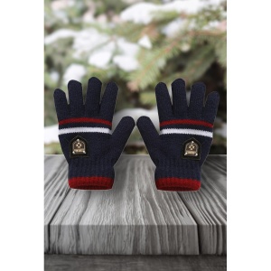 Manusi copii, model chic cu manseta elastica, tematica classy winter, marime 8 – 10 ani, albastru navy - Img 3