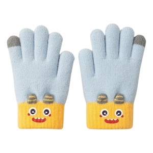 Manusi copii, model vesel, manseta accesorizata cu monstrulet, tematica happy little monster, baieti, marime 9 – 12 ani, gri