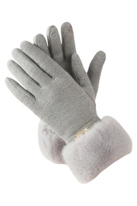 Manusi dama, model clasic elegant, margine voluminoasa si pufoasa, accesoriu chic, tematica feeling special, marime universala, gri