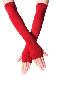 Manusi dama, model lung cu degete descoperite, tematica stay warm, marime universala, rosu inchis