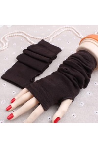 Manusi dama, model lung cu degete descoperite, tematica stay warm, marime universala, maro - Img 4