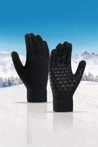 Manusi, model cu degete touch screen, tematica easy winter tech gloves, non – slip pe toata palma, unisex, marime universala, negre - Img 4