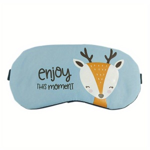 Masca de dormit, model cu animalute cute, rezerva cu gel, prindere elastica, tematica enjoy the moment, unisex, albastra