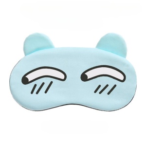 Masca de dormit, model haios cu fete expresive si urechiuse, rezerva cu gel, prindere elastica, tematica sweet dreams, unisex, M9, albastru