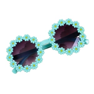 Ochelari de soare pentru copii, model pentru fetite cu floarea soarelui summer vibe, marime universala, verzi - Img 2