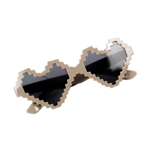 Ochelari de soare pentru copii, unisex, design in forma de inima, model pixel cool, marime universala, gri