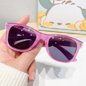 Ochelari de soare pentru copii, unisex, model clasic cu rama in culori vesele, tematica chill summer, marime universala, roz inchis - Img 4