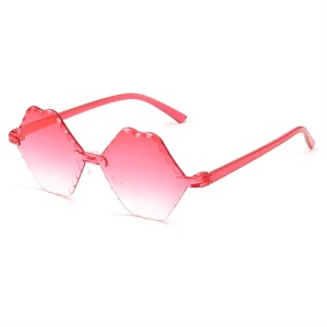 Ochelari de soare pentru copii, unisex, model cool unicat, tematica lips don't lie, marime universala, rosii