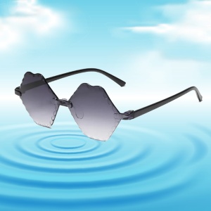 Ochelari de soare pentru copii, unisex, model cool unicat, tematica lips don't lie, marime universala, negri degrade - Img 2
