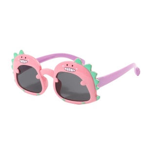 Ochelari de soare pentru copii, unisex, model cu dinozaur prietenos, tematica dino world, marime universala, roz