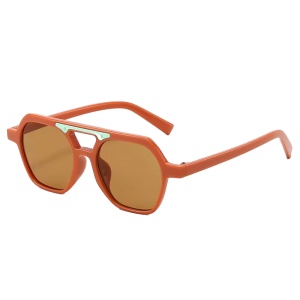 Ochelari de soare pentru copii, unisex, model cu rama chic, detaliu de contrast, tematica cool summer, marime universala, maro